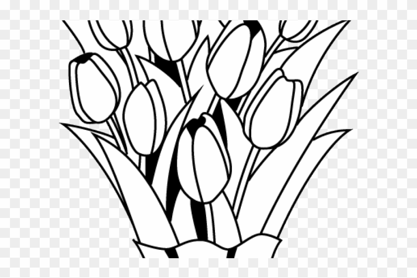 Drawn Bouquet Flower Arrangement - Black And White Flower Bouquet Clipart #1688137