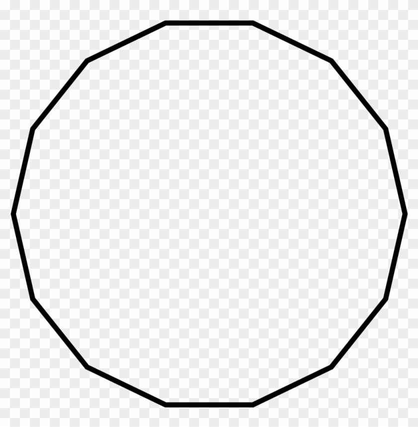 File - Regular Tetradecagon - Svg - Black Line Circle #1688197