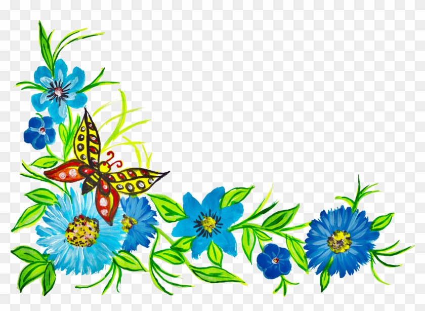 Free 5 Flower Erfly Corner 5 Png - Flower Butterfly Corner #1688335