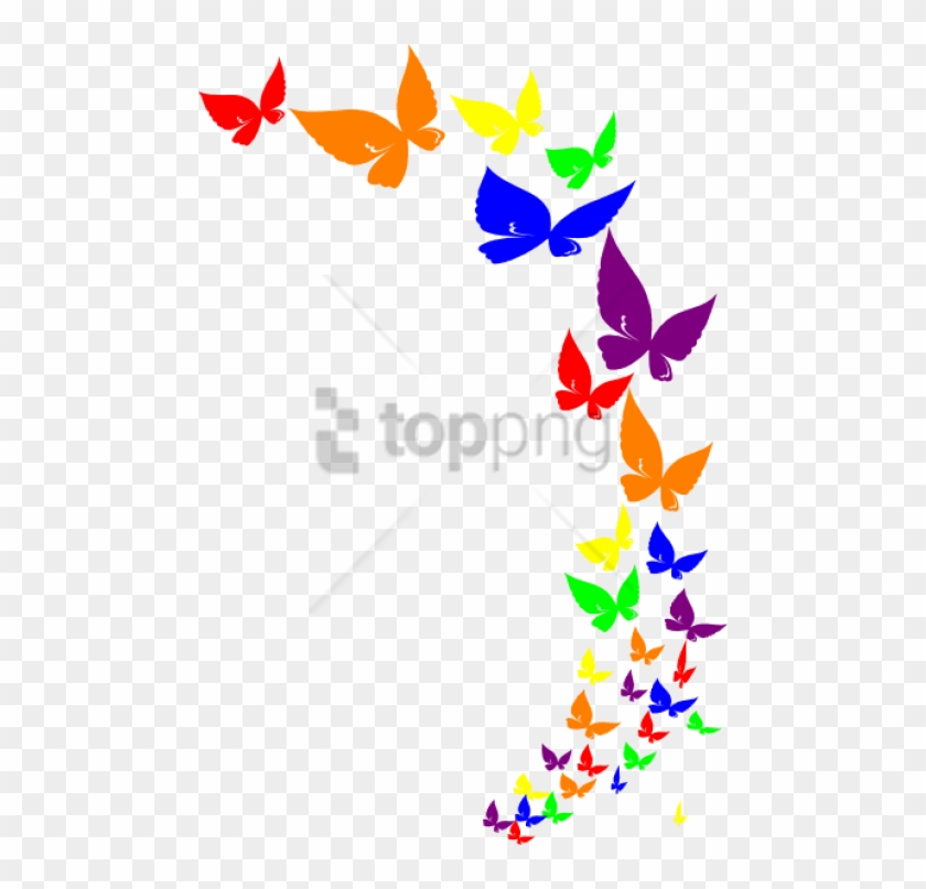 Free Png Rainbow Butterfly - Butterfly Border Clipart Png #1688366