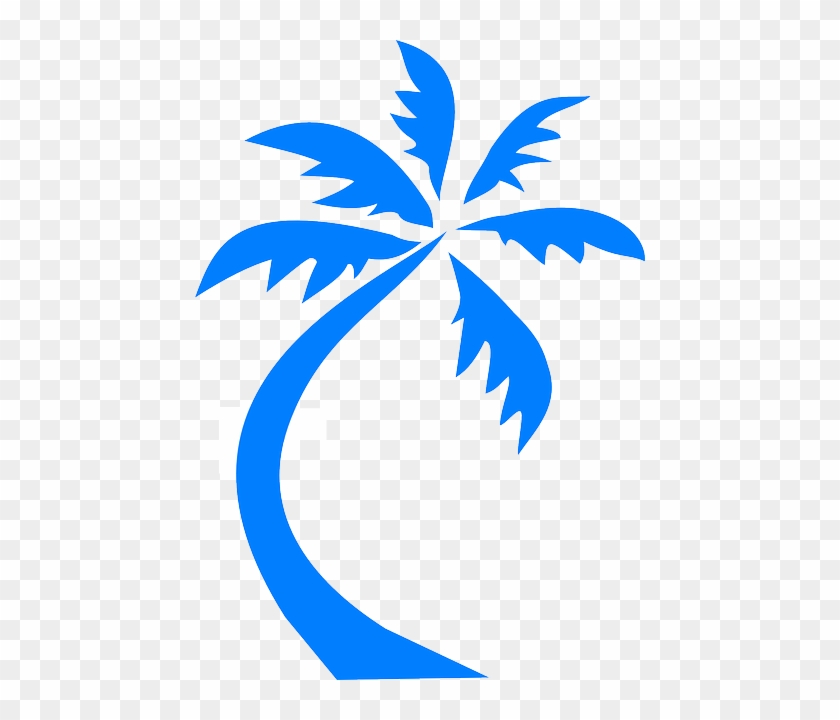 Dessin Minimaliste, Dessin Trait, Postale, Carterie, - Blue Cartoon Palm Tree #1688454