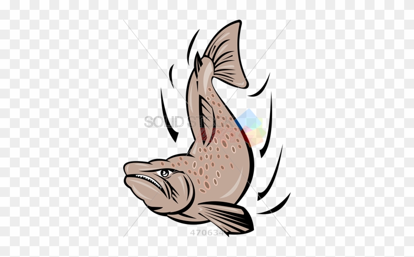 Stock Illustration Of Old Fashioned Cartoon Rendition - Angry Salmon #1688558