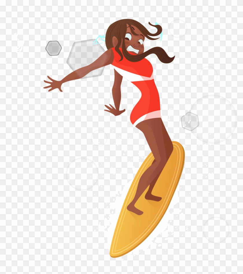Hawaiian Girl Surfer Cartoon - Surfer Png Girl #1688621
