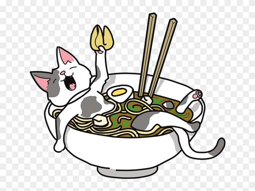 Cat In Noodle Soup - Cartoon #1688622