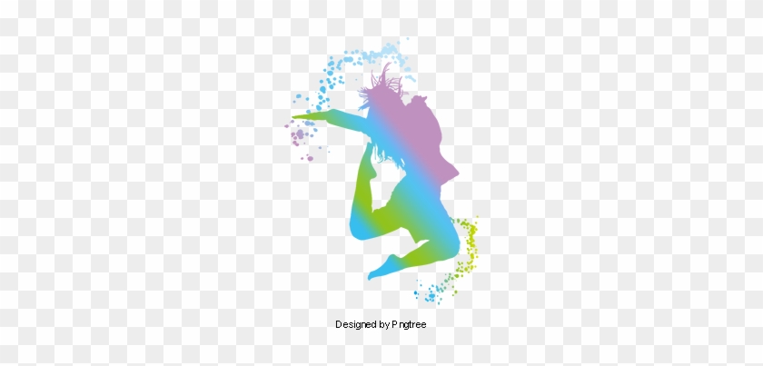 Youthful Silhouette Dancing Girl Watercolor, Youth, - Dance #1688630