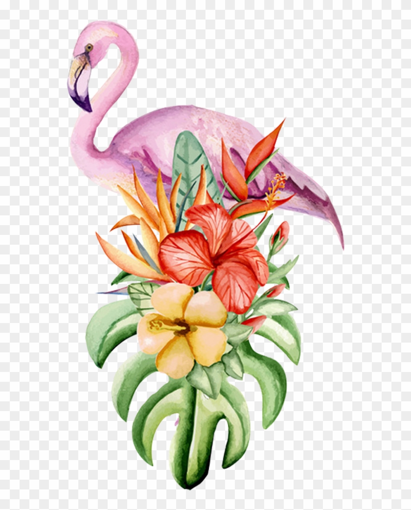 Ftestickers Sticker - Flowers And Flamingo Drawing #1689144