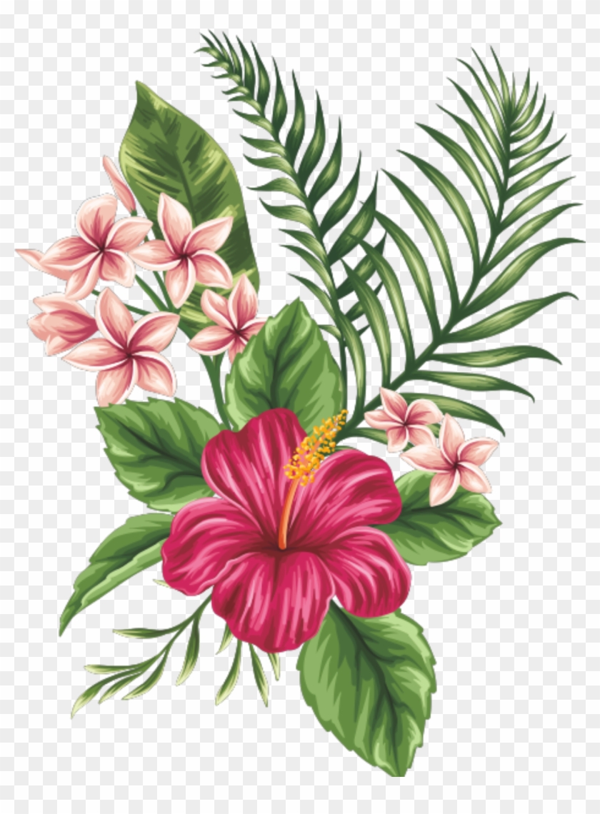 Popular And Trending Brush Stickers On Picsart Png - Tropical Flower Vector Png #1689145