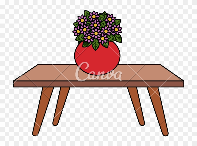 Living Room Table With Cute Vase - Flower Vase On Table Clipart #1689375