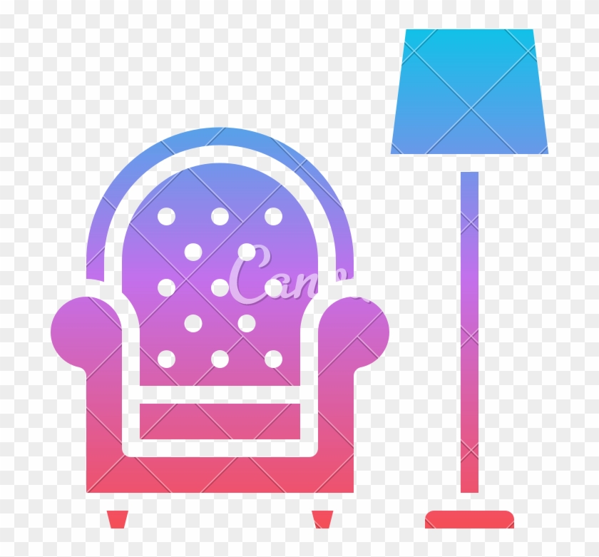 Living Room Sofa Chair Lamp Furniture Icon - Illustration #1689379