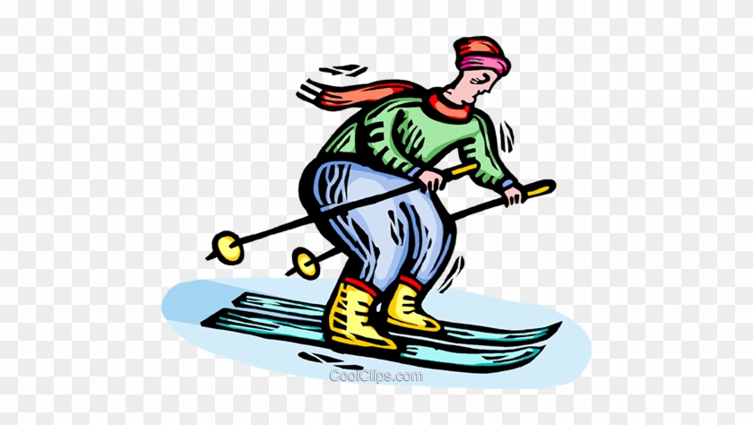 Person Downhill Skiing Royalty Free Vector Clip Art - Person Downhill Skiing Royalty Free Vector Clip Art #1689733