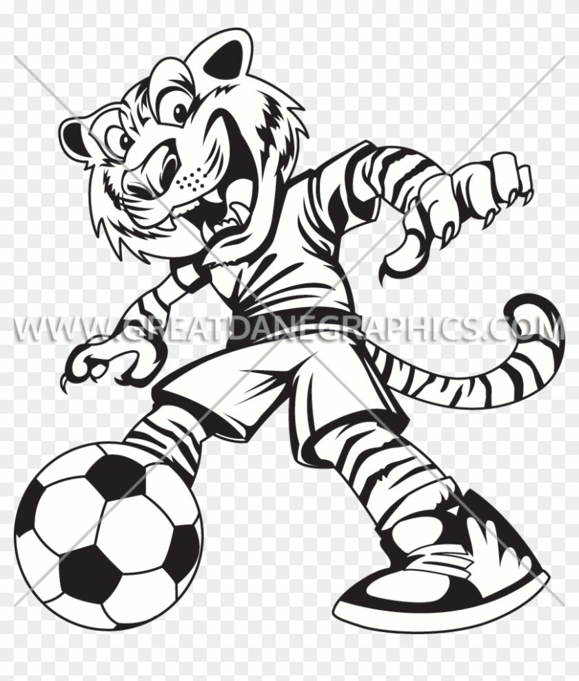 Kick Production Ready Artwork - Black White Tiger Playing Soccer #1690649