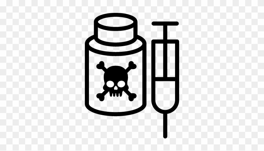 Poisonous Chemical Bottle With Syringe Vector - Medication Png #1690734