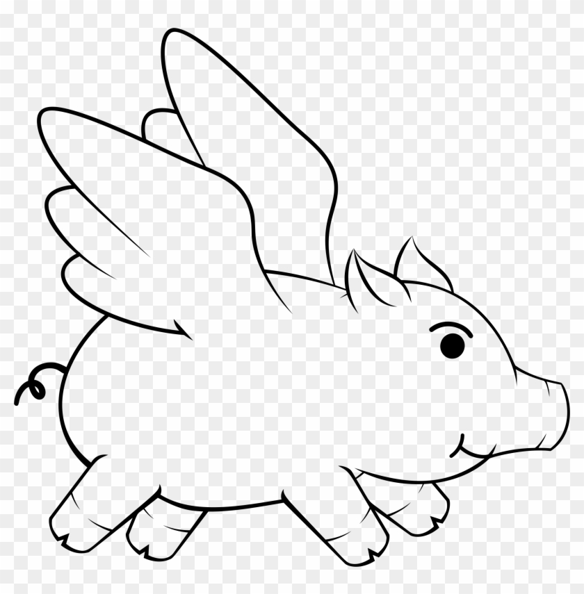 Big Image - Flying Pig Clipart Black And White #1691088