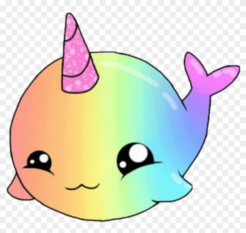 Cute Narwal Lazy Rainbow Colorful Pretty - Cute Drawings Of Narwhal #1691583