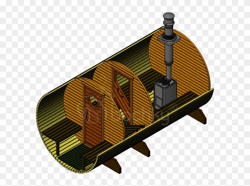 Barrel Sauna Standart With Porch - Проект Мини Бани #1691998