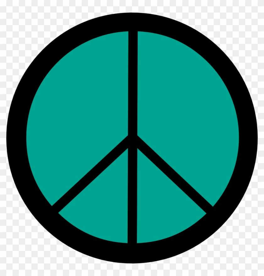 Retro Groovy Peace Symbol Sign Cnd Logo Persian Green - Retro Groovy Peace Symbol Sign Cnd Logo Persian Green #1692091