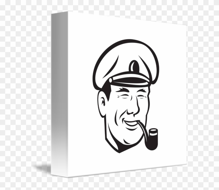 Sea Captain Smiling Smoke Pipe Retro By Aloysius Patrimonio - Cartoon Face Of Sea Captain #1692725