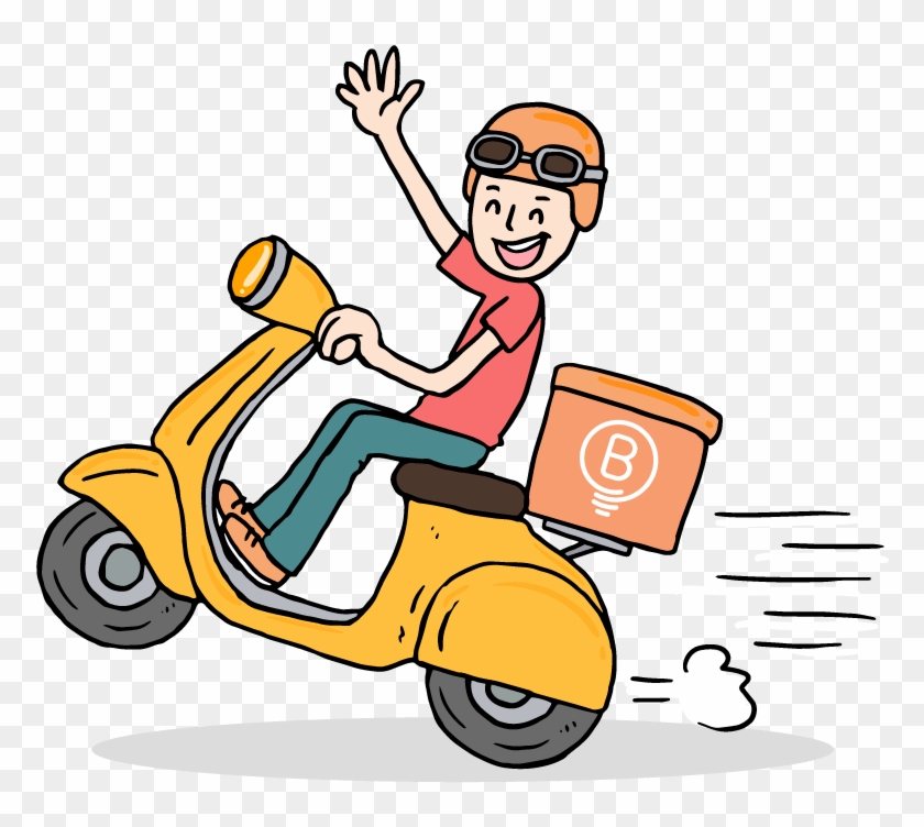 Guy On Scooter Driving Fast - Courier #1692781
