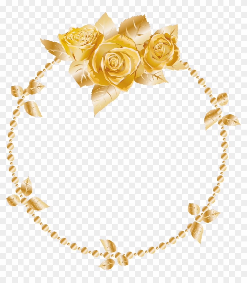 #rose #oses #wreath #gold #header #border #frame #decor - Gold Rose Border Frame #1692849