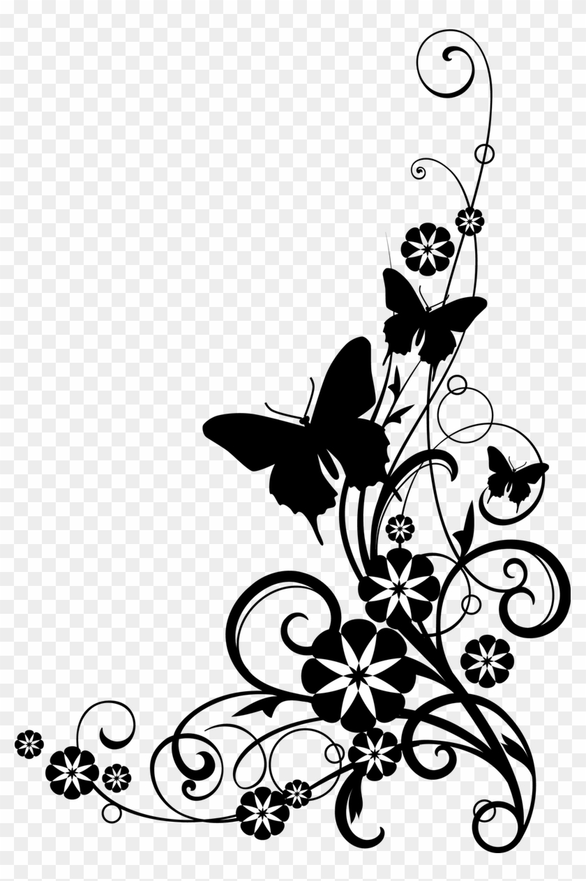 Bride Clipart Butterfly - Flowers Clip Art Black And White Border #1692960