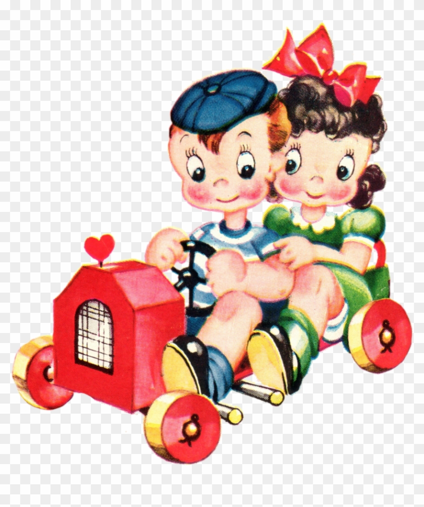 Vintage Cuties In A Car 2 By Jeanicebartzen27 - Clip Art #1693114