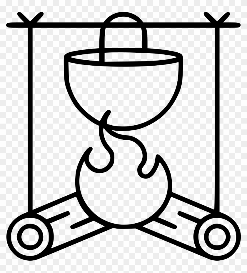 Fire Bonfire Campfire Comments - Cooking Over Fire Black And White Clipart #1693318