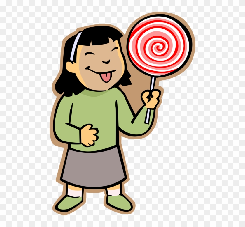 Vector Illustration Of Primary Or Elementary School - Girl With Lollipop Clipart #1693515