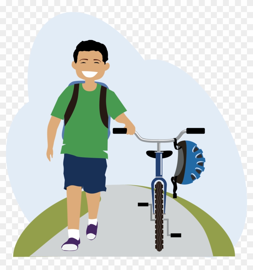 Bike With Person Walking Png - Kid Walking Bike #1693868