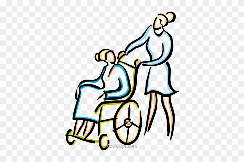 Nurse With A Person In A Wheelchair Royalty Free Vector - Patient In Wheelchair Clipart #1693940