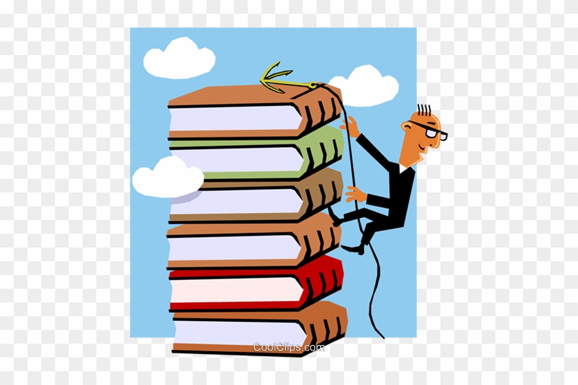 Man Climbing Stack Of Books Royalty Free Vector Clip - Stack Of Books #1694125