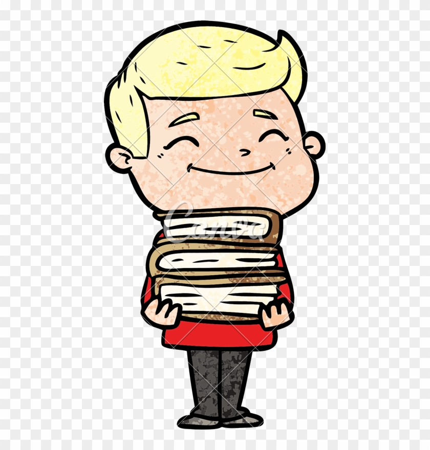 Happy Cartoon Man With Stack Of Books - Clipart Image Of Pouting Mouth In Black #1694130