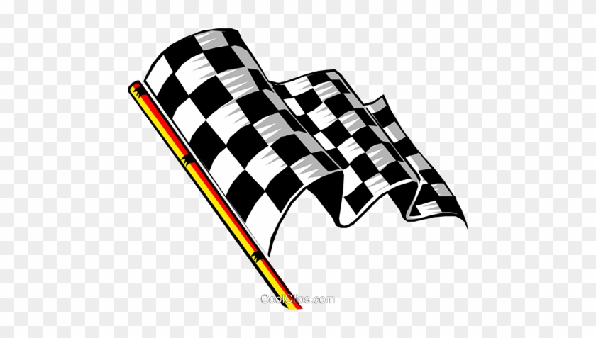 Checkered Flag Royalty Free Vector Clip Art Illustration - Checkered Flag Flowing #1694456