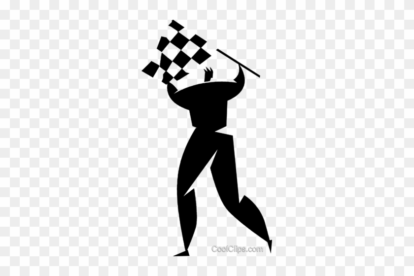 Person With A Checkered Flag Royalty Free Vector Clip - Illustration #1694461
