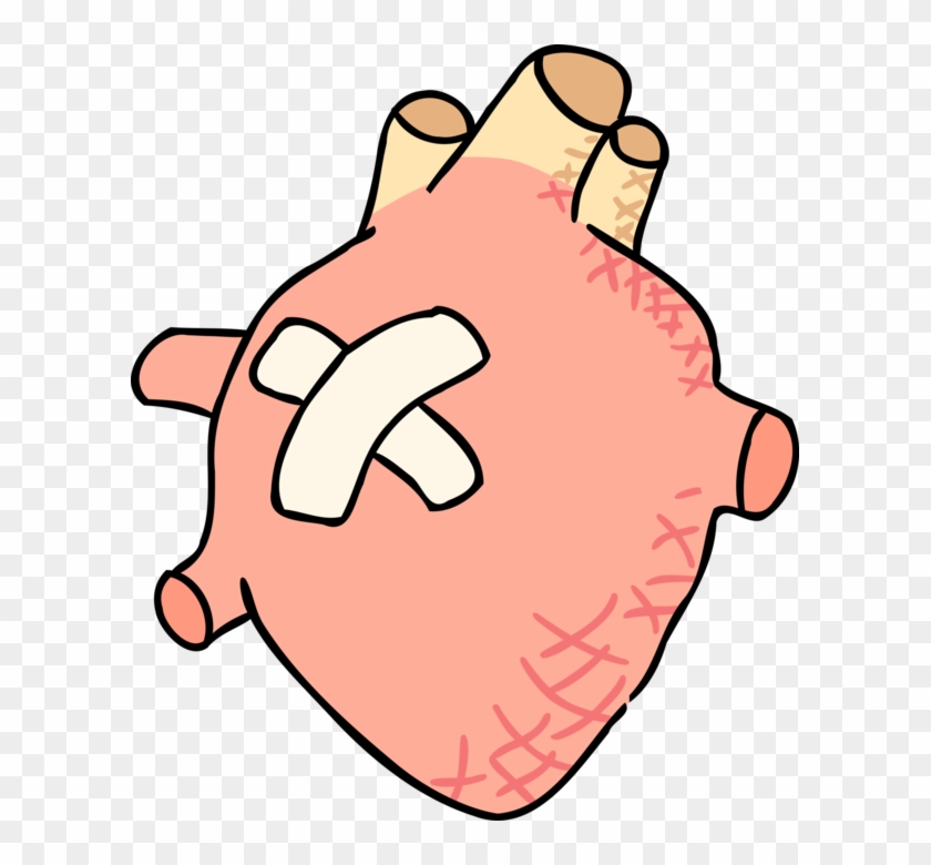 Vector Illustration Of Human Heart With Band-aid - Vector Illustration Of Human Heart With Band-aid #1694869