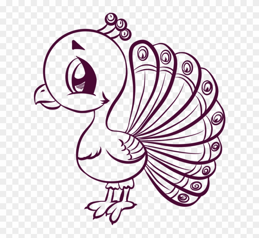 Image Royalty Free Library Line Art Drawing Cartoon - Cartoon Peacock Line  Drawing - Free Transparent PNG Clipart Images Download
