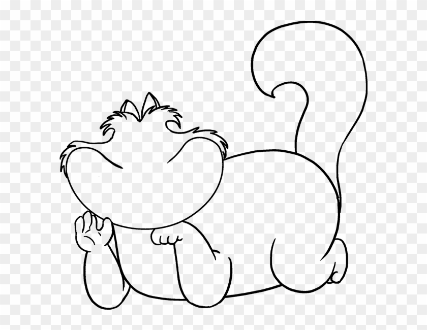 Drawn Cheshire Cat Tail - Line Art #1695342