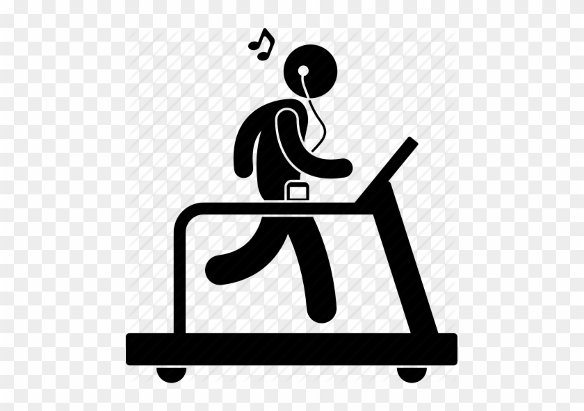 Treadmill Clipart Exercise - Listening To Music Silhouette Png #1695960