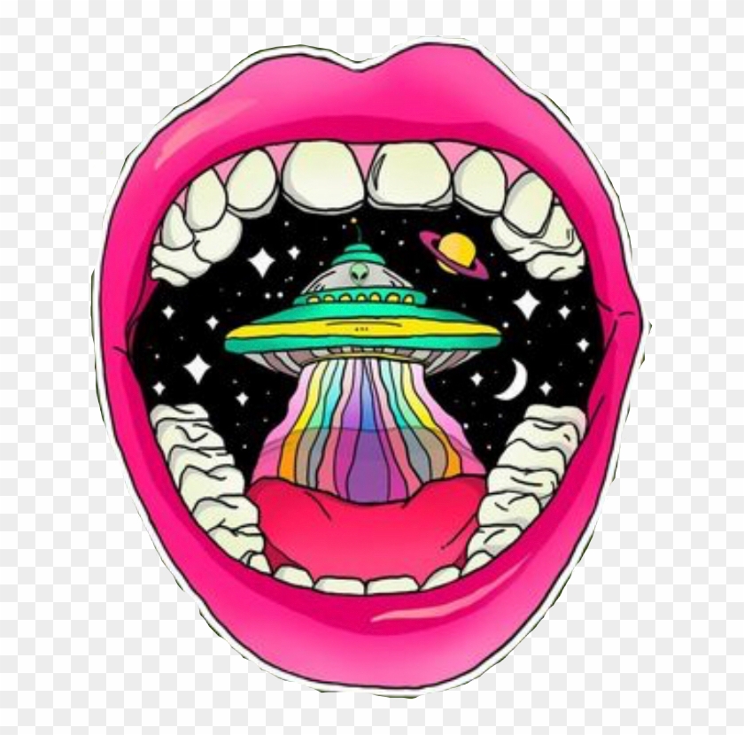 Trippy Rainbow Lips Alien Mouth Space Pink Freetoedit - Psychedelic Mouth #1696276