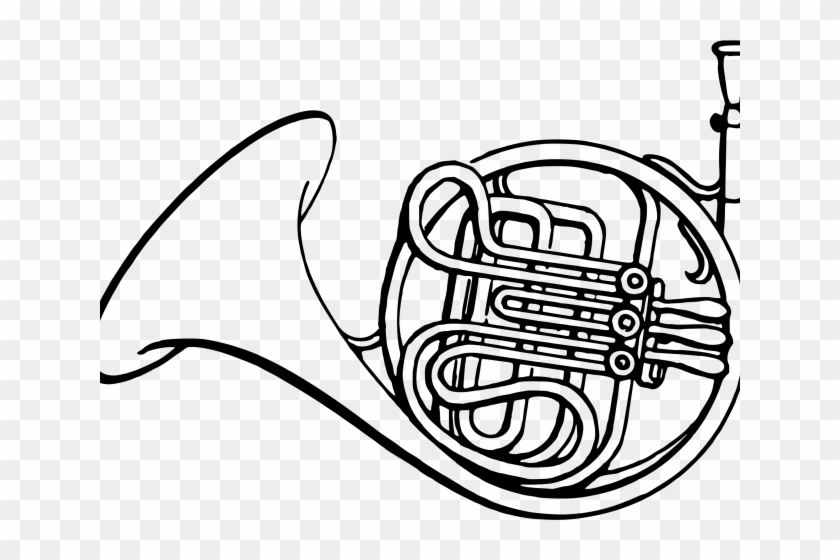 French Clipart Simple - French Horn Coloring Pages #1696285