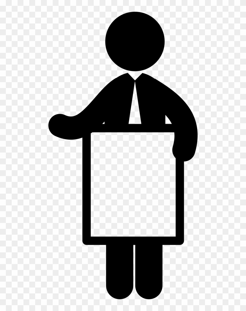 Businessman Holding Blank Billboard Comments - Man With Tie Icon #1696697