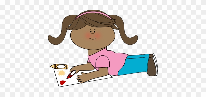 Girl Coloring Clipart - Color A Picture Clipart #1696881