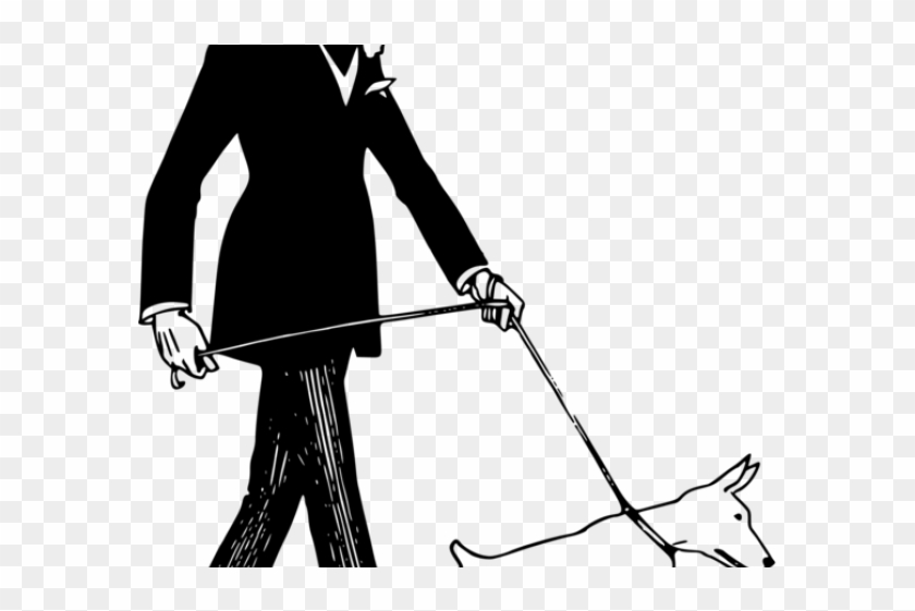 Pet Clipart Dog Walker - Dog With A Man Drawing #1697119