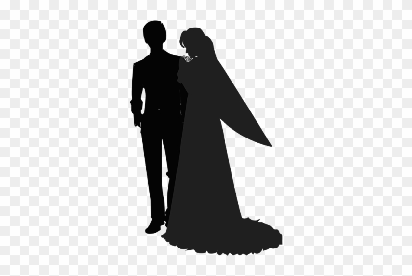 Silhouette Bride And Groom-01, Wedding, Wedding Card, - رسم عروس وعريس باللون الاسود #1697450
