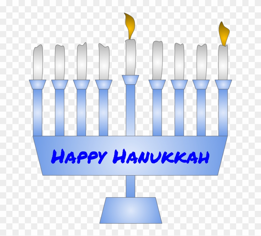 Menorah, Hanukkah, First Night Candle Lit, Blue, - Graphic Design #1697491