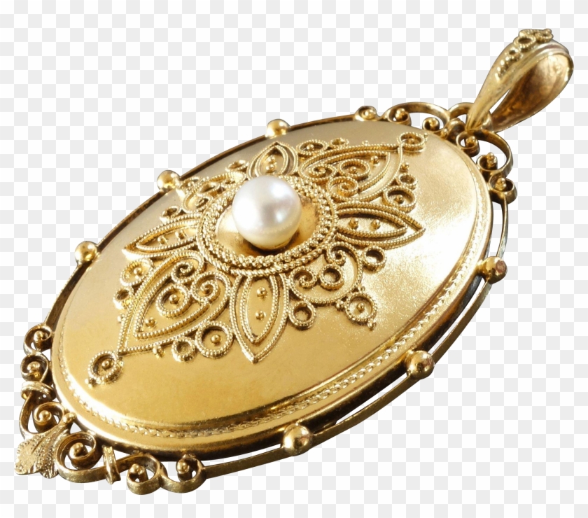 Jewelry Clipart Jewelry Maker - Antique Gold Locket With Pearls #1698078