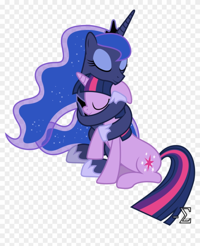 Vector Black And White Stock Cuddle Drawing Fanfiction - Princess Luna And Twilight Sparkle #1698151