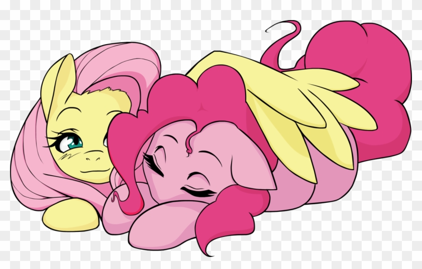 Cuddling Clipart Comforting - My Little Pony Fluttershy And Pinkie Pie Sleeping #1698153