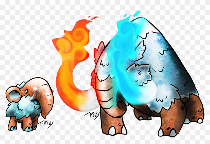 Thermal Mammoth Fakemon By T-reqs - Fire Ice Type Fakemon #1698546
