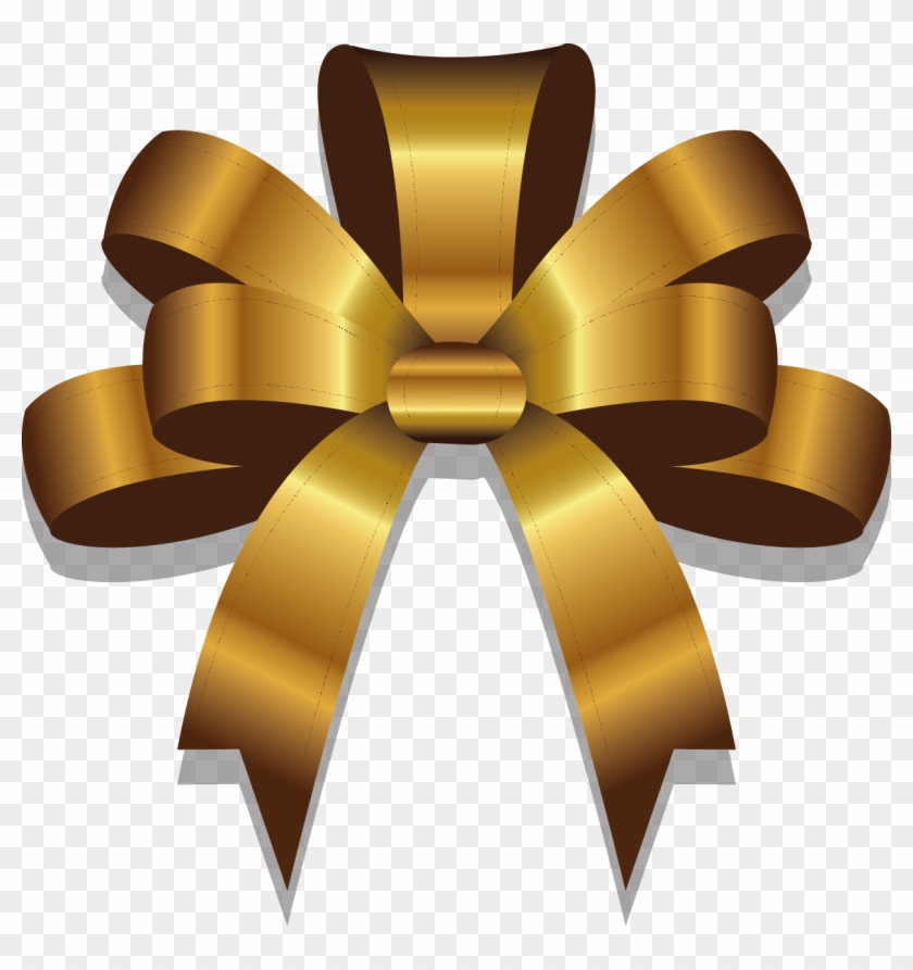 Christmas Gold Ribbon Png Vector Images - Vector Graphics #1698950