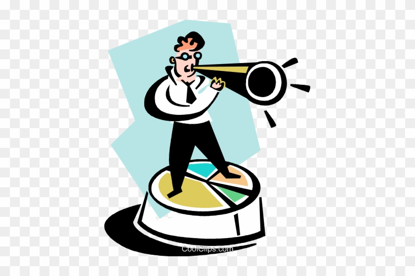Businessman Standing On A Pie Chart Royalty Free Vector - Illustration #1699091